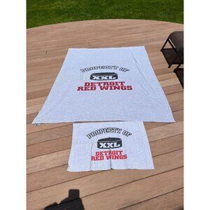 1990's  Biederlack Detroit Red Wing Blanket and Pillow Case Property Of Detroit